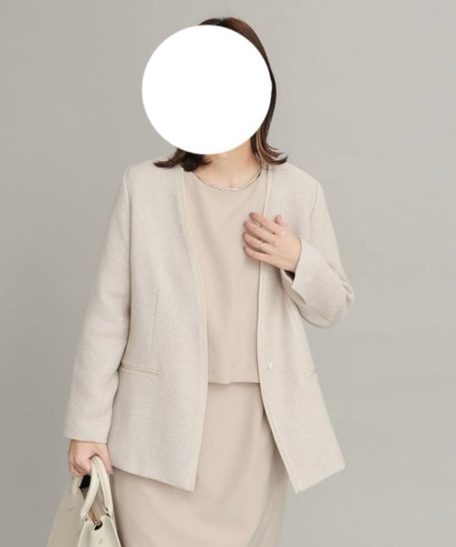 461 アーバンリサーチドアーズ ツイードVネックロングジャケット ノーカラー