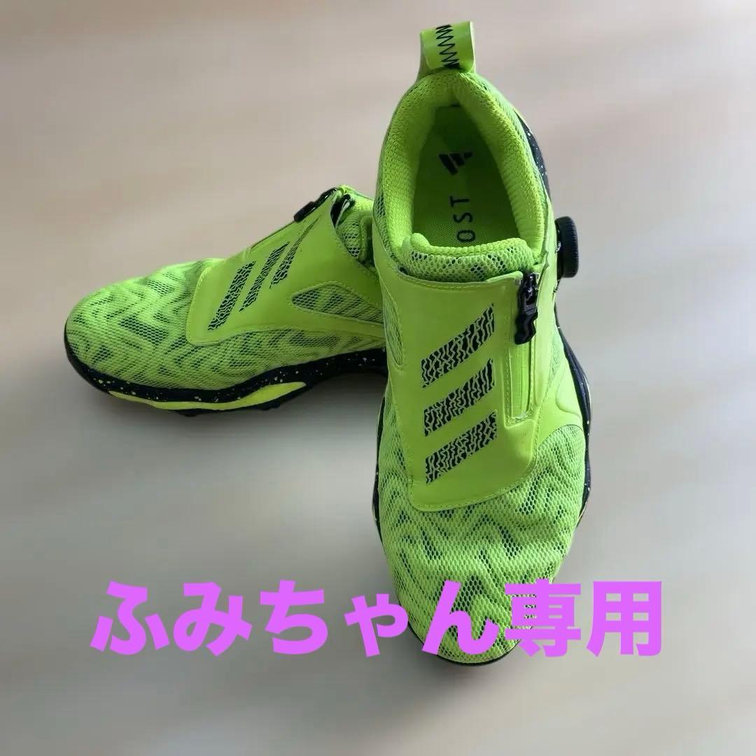 アディダス ゴルフシューズ コードカオス 25 ボア メンズ　蛍光グリーン