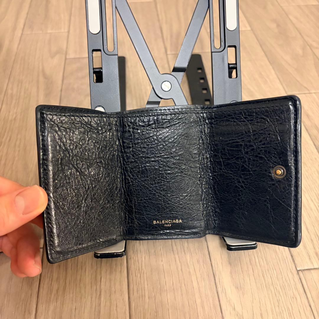 バレンシアガ　ペーパーミニウォレット　グラフィティ　レザー　黒