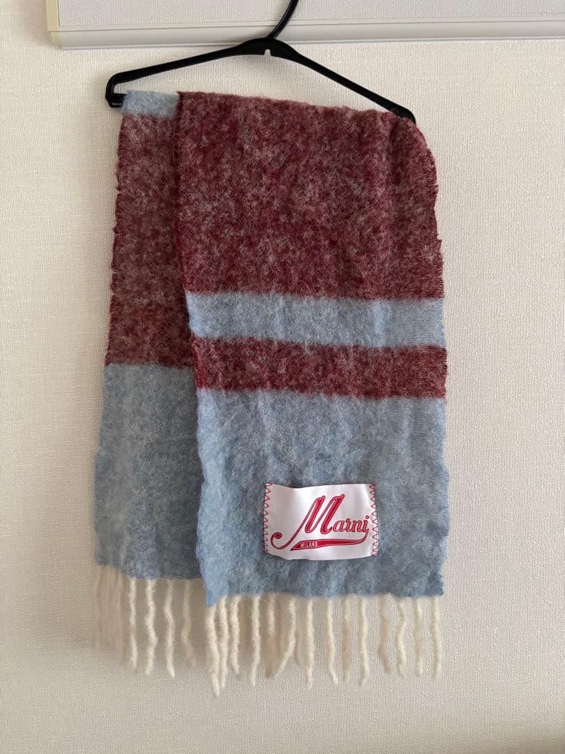 【専用】MARNI マフラー アルパカ フリンジ付き ロゴ ストライプ