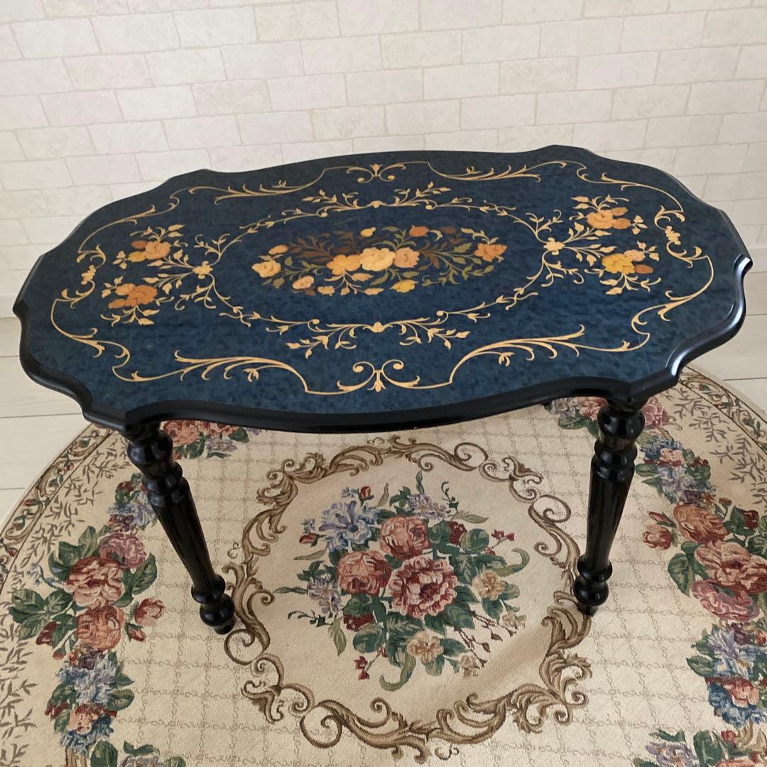 ❤️イタリア家具　ドマン　ブルー象嵌テーブル