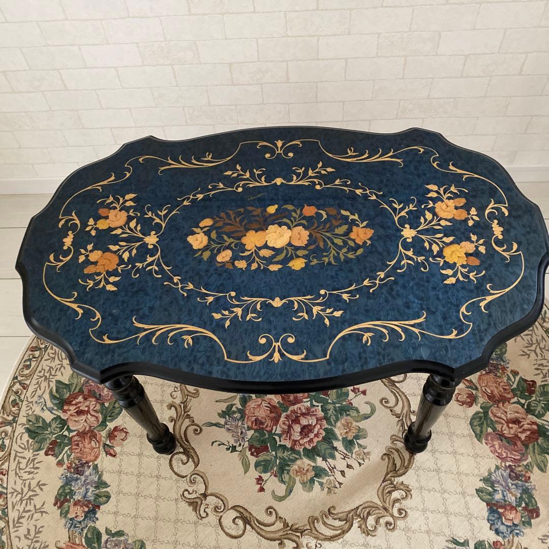 ❤️イタリア家具　ドマン　ブルー象嵌テーブル