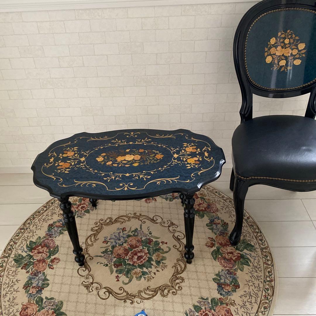 ❤️イタリア家具　ドマン　ブルー象嵌テーブル