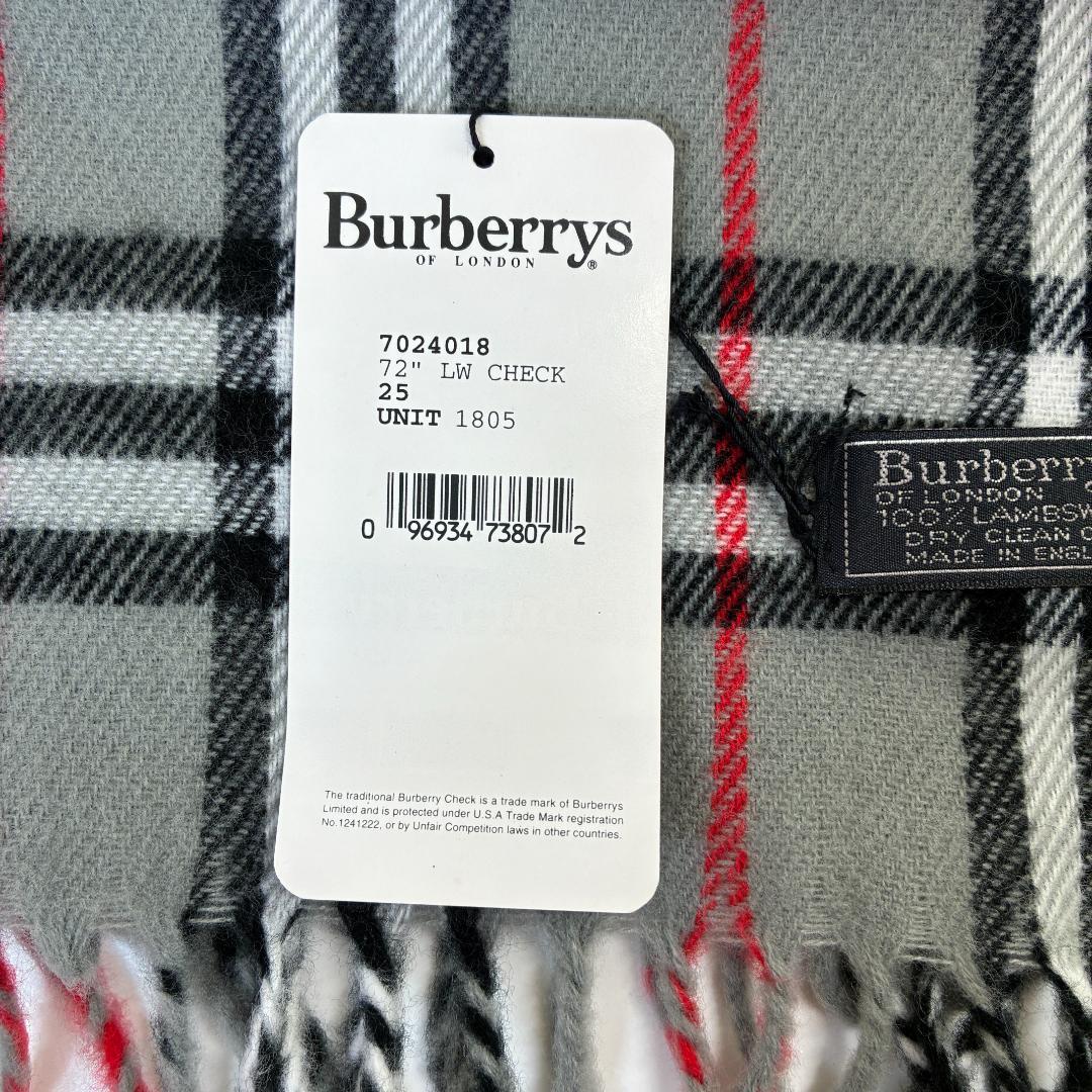 新品 Burberrys バーバリー ラムウール マフラー 英国製 グレー系