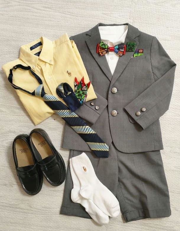 フォーマルスーツセット グレー マインクラフト 120 ローファー 入学式