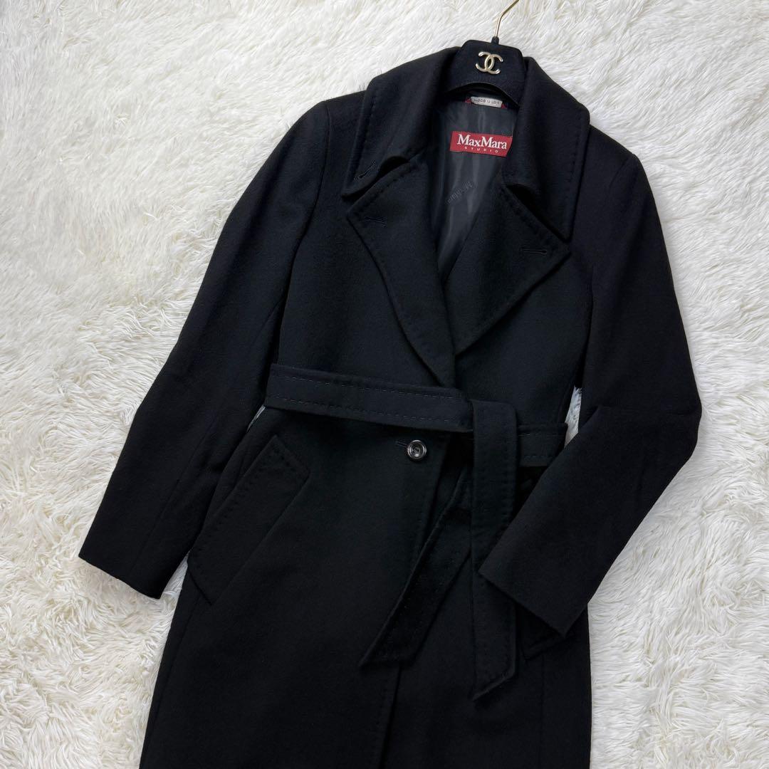 美品♡最高級♡Max Mara マックスマーラ ウール ロングコート ブラック