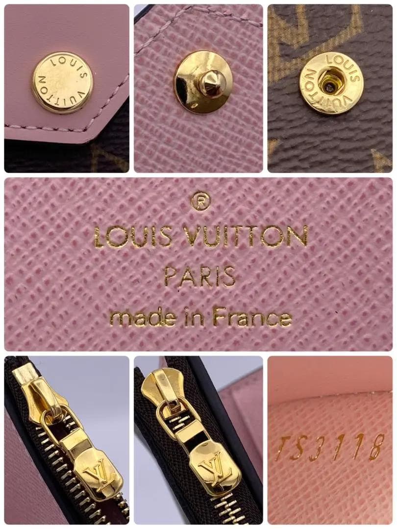 美品 ルイヴィトン モノグラム ポルトフォイユ ゾエ ローズバレリーヌ