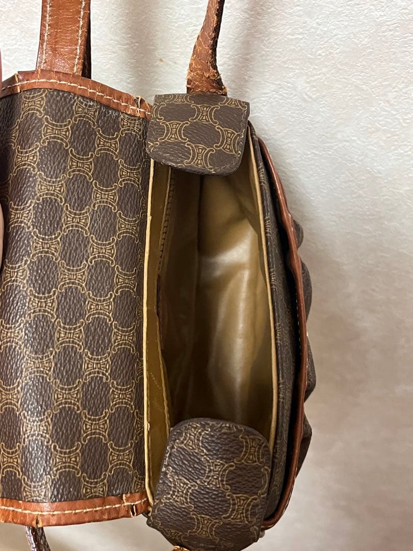 お*ん様 セリーヌ ショルダーバッグ マカダム PVCキャンバス カーフ ブラウ