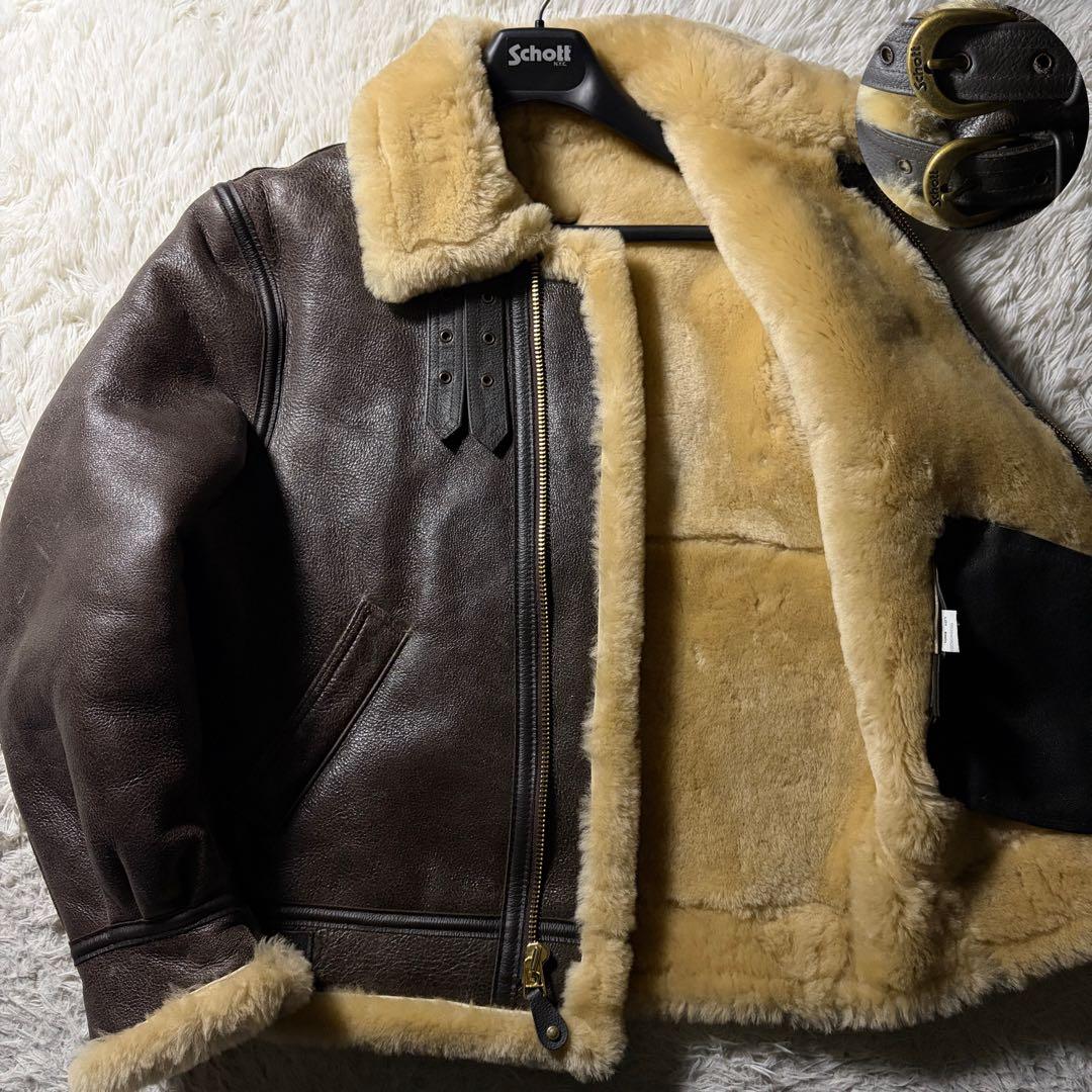 極美品■schott B-3 フライトジャケット　羊革　ムートン　257S 40