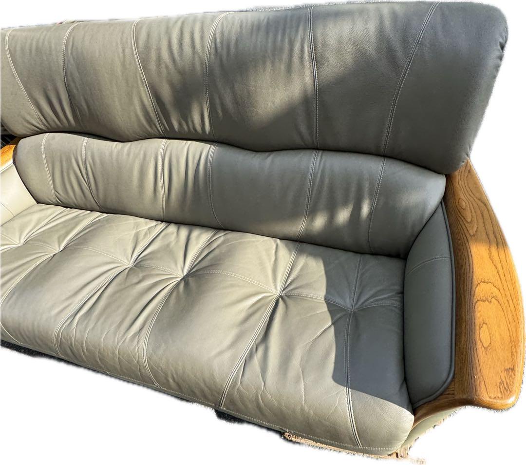 ② 浜本工芸 レザーソファ MADE IN JAPAN 本革張りソファ ３人掛け