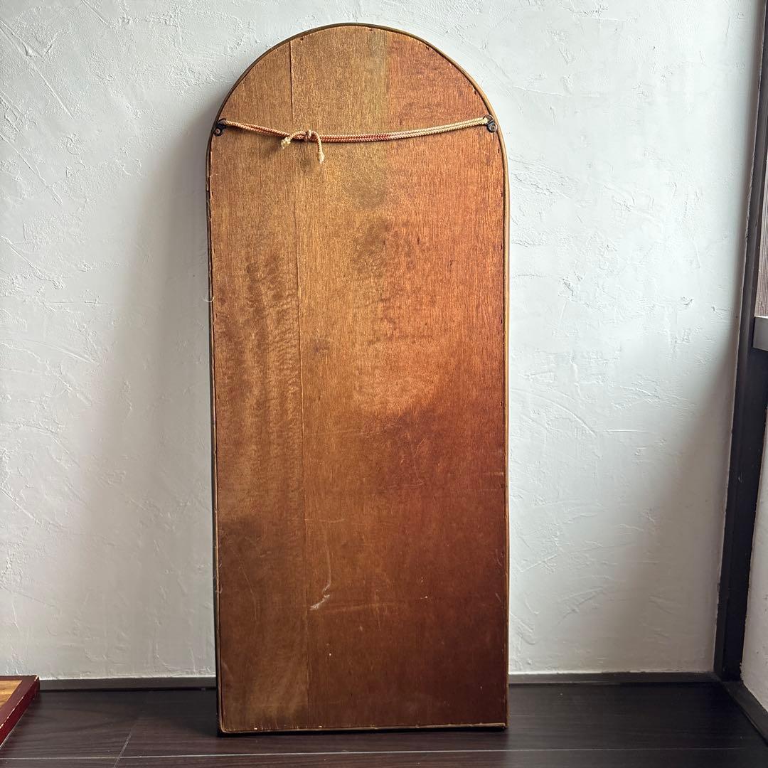 アンティーク ウォールミラー 籐 ラタン 姿見 立て掛け 昭和レトロ 古道具