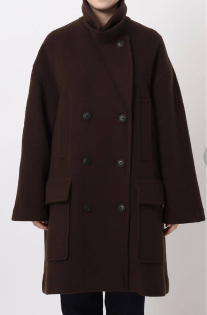【SLOBE IENA】メルトンビッグPコート（ブラウン: 38）