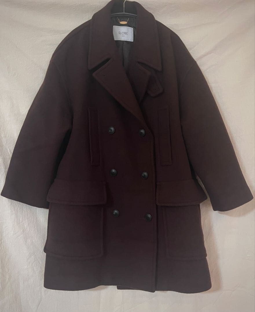 【SLOBE IENA】メルトンビッグPコート（ブラウン: 38）