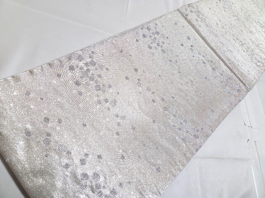 A◆着物くつろぎ 作家物 大久保玄才 銀糸 六通 正絹 フォーマルな袋帯