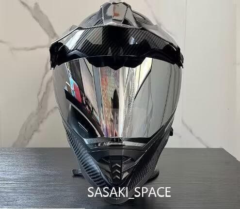 新品 　内蔵レンズ　オフロード フルフェイスヘルメット カーボン柄 　XLサイズ