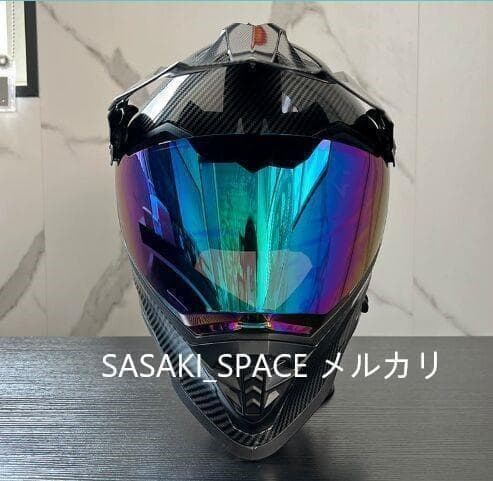 新品 　内蔵レンズ　オフロード フルフェイスヘルメット カーボン柄 　XLサイズ