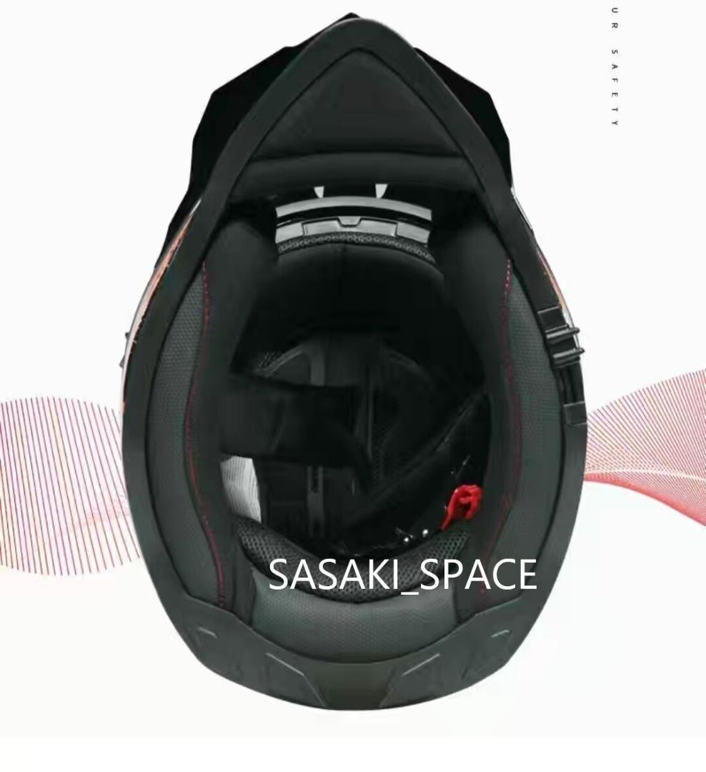 新品 　内蔵レンズ　オフロード フルフェイスヘルメット カーボン柄 　XLサイズ