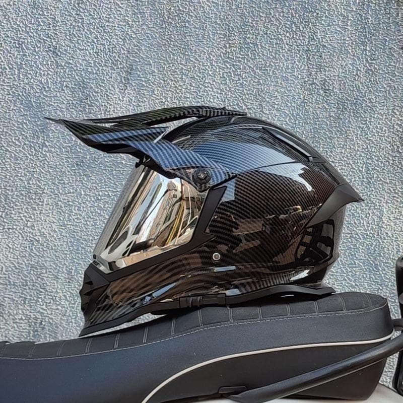 新品 　内蔵レンズ　オフロード フルフェイスヘルメット カーボン柄 　XLサイズ