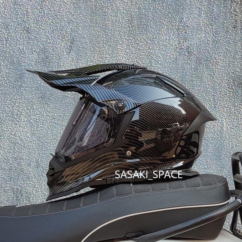 新品 　内蔵レンズ　オフロード フルフェイスヘルメット カーボン柄 　XLサイズ