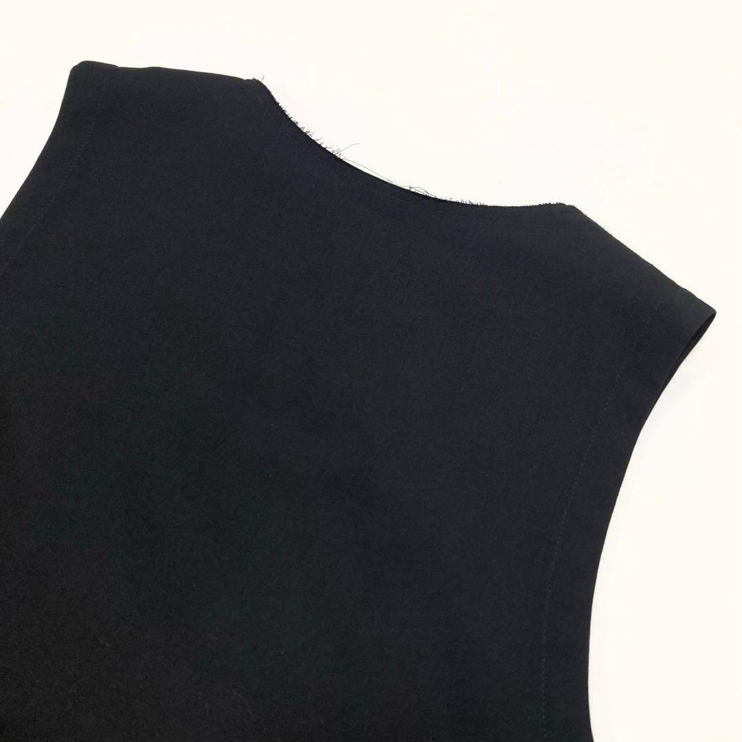 Y's ワイズ 美品 ウールギャバ 切替 ノースリーブワンピース 黒2