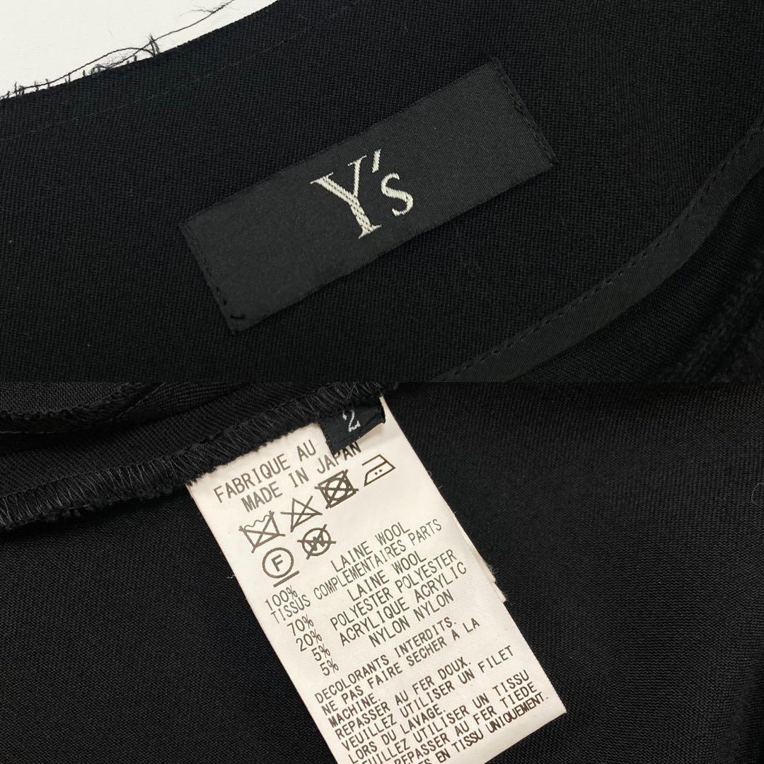 Y's ワイズ 美品 ウールギャバ 切替 ノースリーブワンピース 黒2