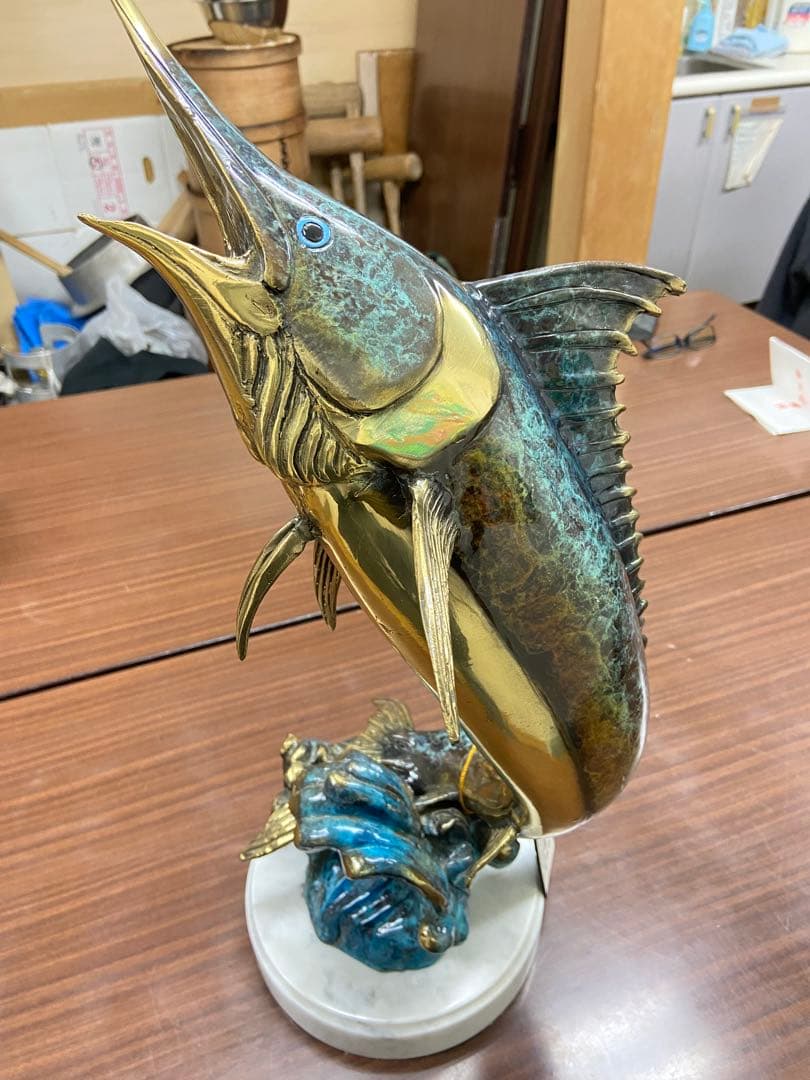 魚のオブジェ メカジキ 置き物 ヴィンテージ マーブルベース 94394NB