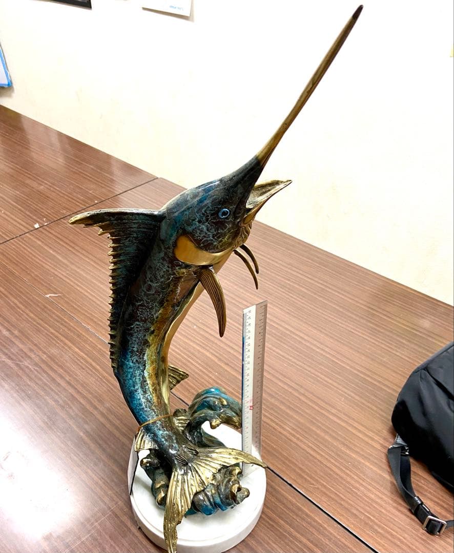 魚のオブジェ メカジキ 置き物 ヴィンテージ マーブルベース 94394NB