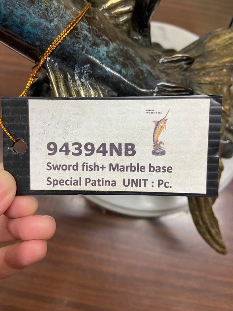 魚のオブジェ メカジキ 置き物 ヴィンテージ マーブルベース 94394NB