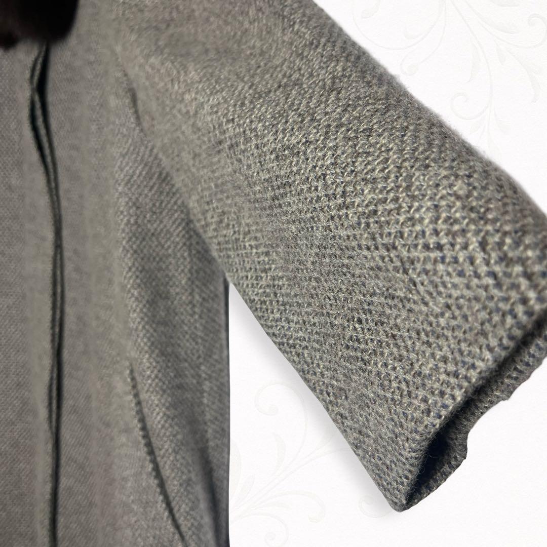 レリアン カシミヤ80％ セーブル混フォックスファー Aラインコート 13号