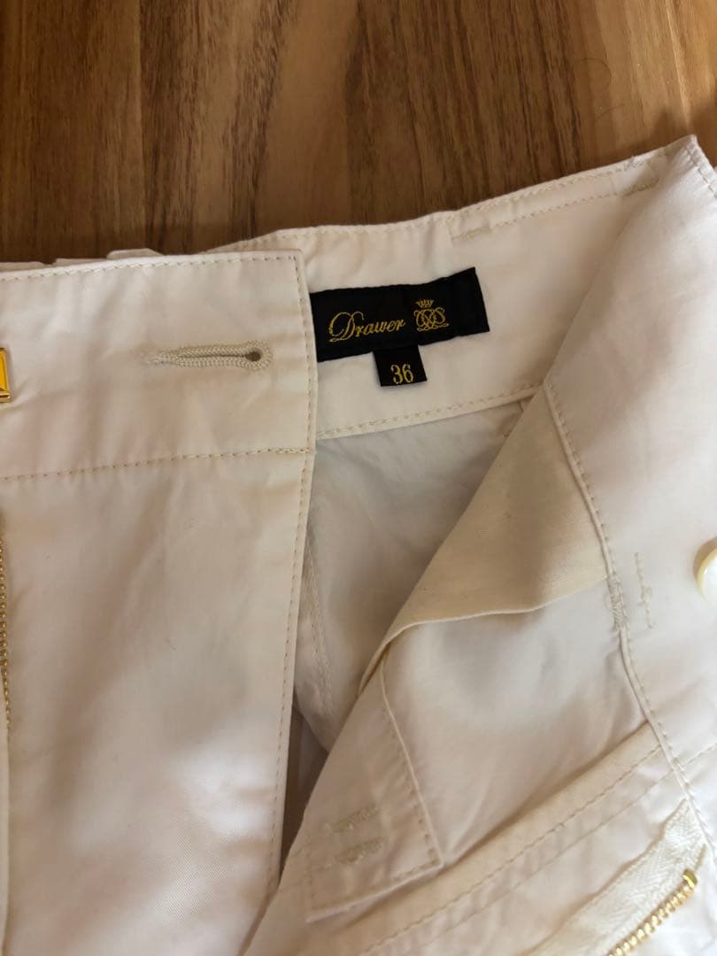 美品　Drawer ドゥロワー ギャバジンベルトパンツ