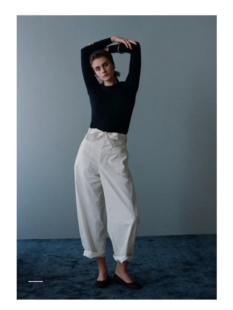 美品　Drawer ドゥロワー ギャバジンベルトパンツ