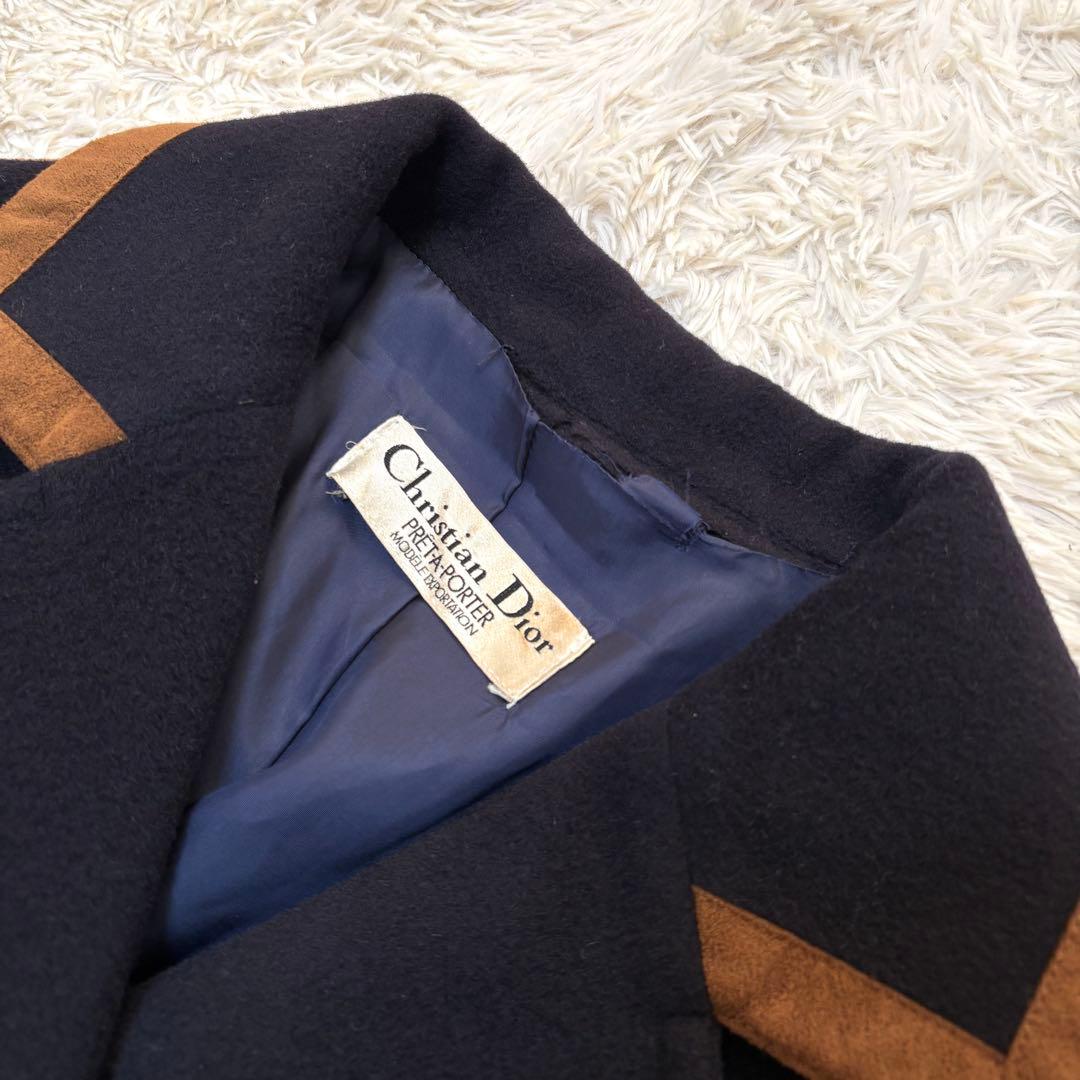 クリスチャンディオール ロングコート チェスターコート ベルト ネイビー