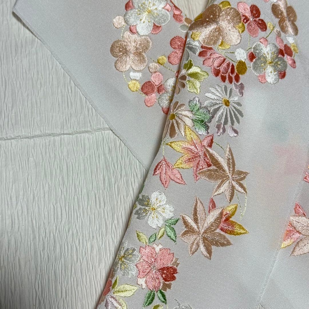 ume/定価2.9万 正絹 刺繍半襟 華縫 みふじ 加藤萬 丹後ちりめん