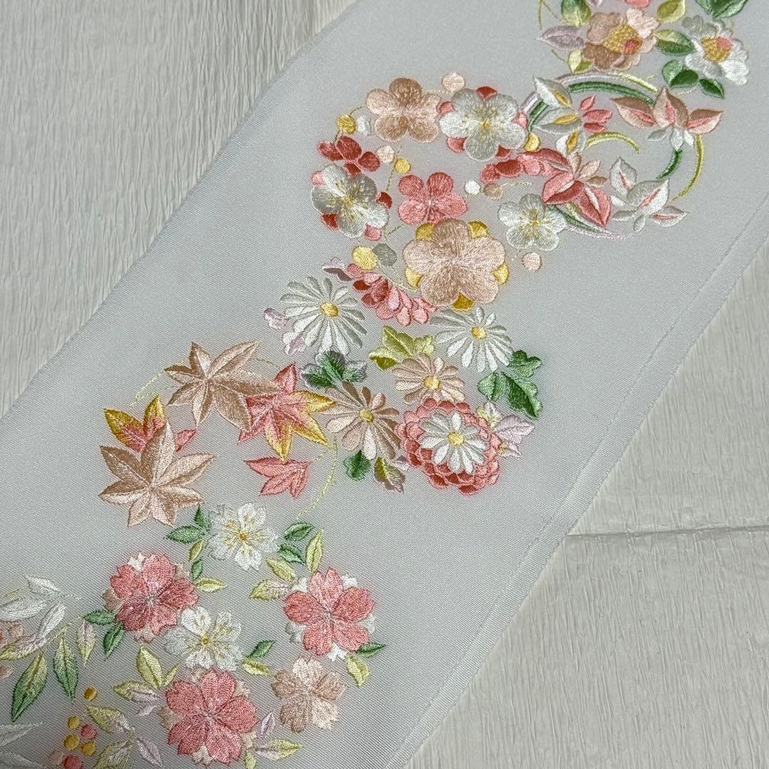ume/定価2.9万 正絹 刺繍半襟 華縫 みふじ 加藤萬 丹後ちりめん