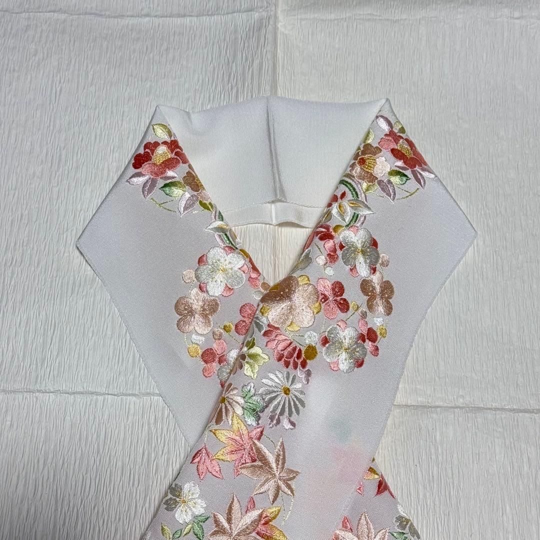 ume/定価2.9万 正絹 刺繍半襟 華縫 みふじ 加藤萬 丹後ちりめん