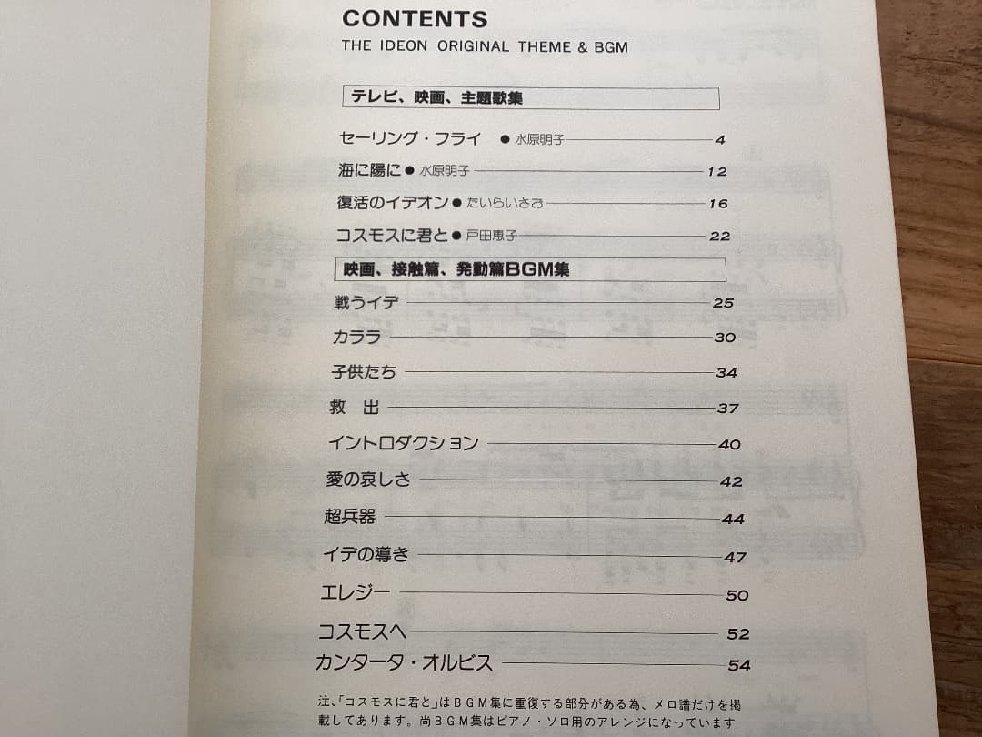 ★楽譜/イデオン/THE IDEON/ピアノ弾き語り/サウンドアニメ/水原明子