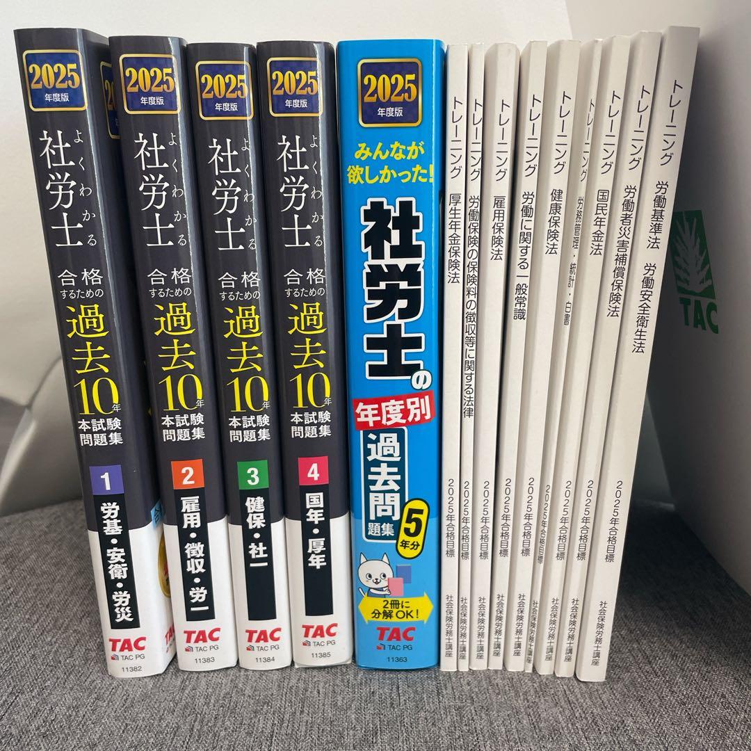 【美品】2025社労士　過去問　TAC 問題集セット　法改正テキスト付き