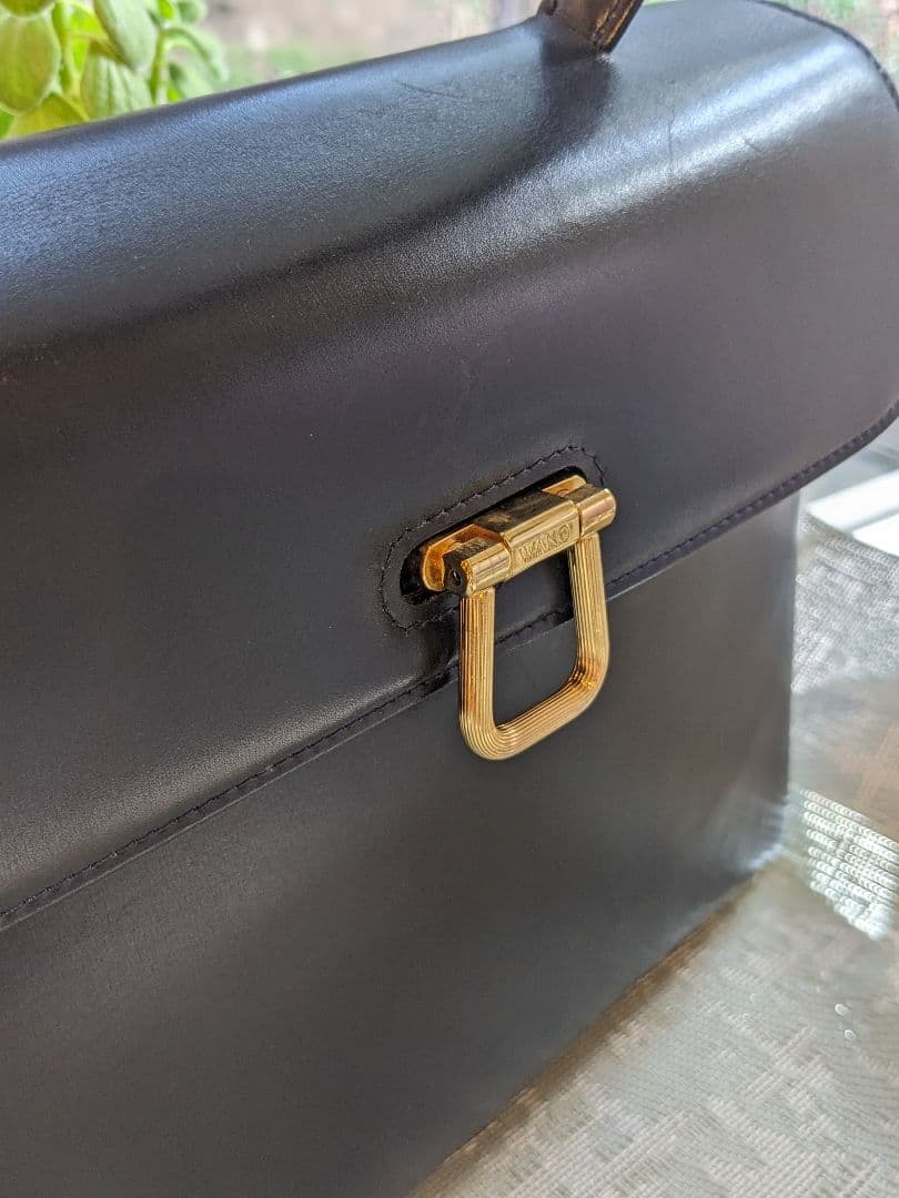 銀座和光オリジナル本革バッグ　ネイビー