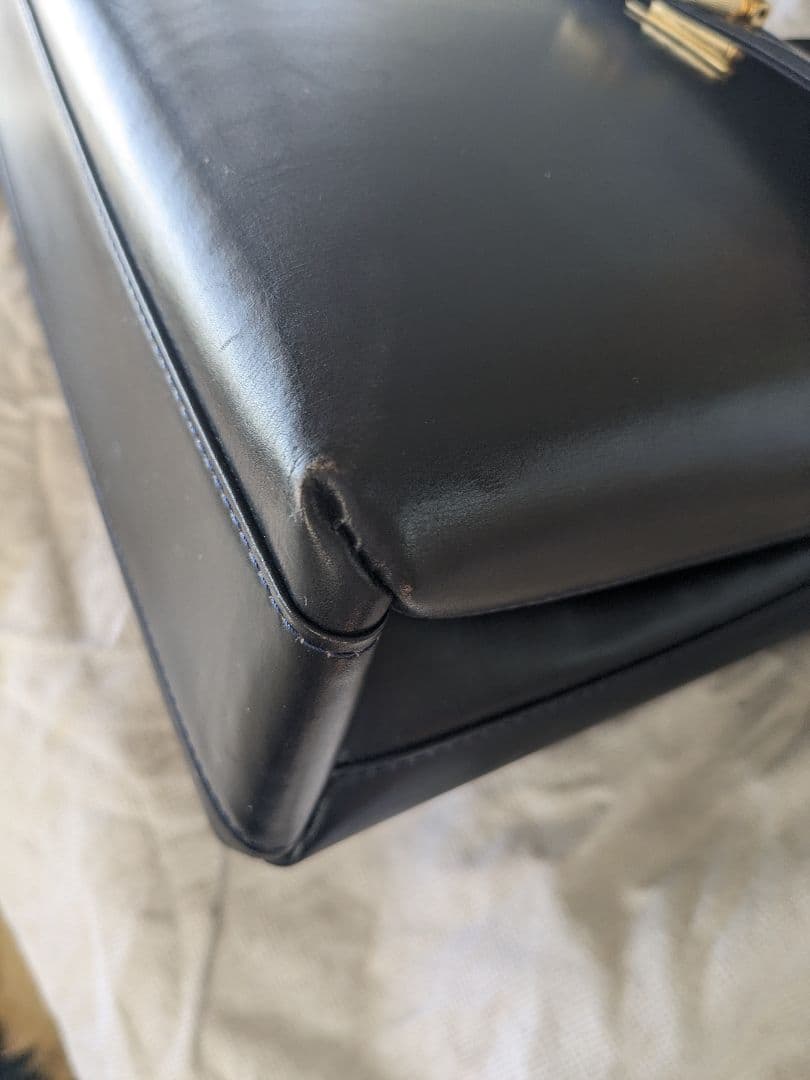 銀座和光オリジナル本革バッグ　ネイビー