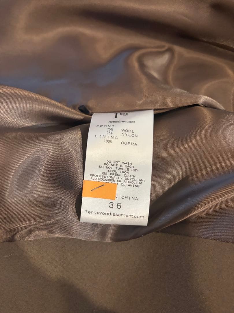 プルミエアロンディスモン　ノーカラーコート　サイズ36