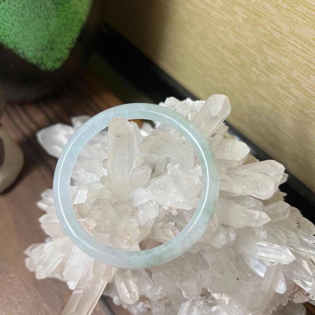 本翡翠、 氷種丸型バングル　〜52