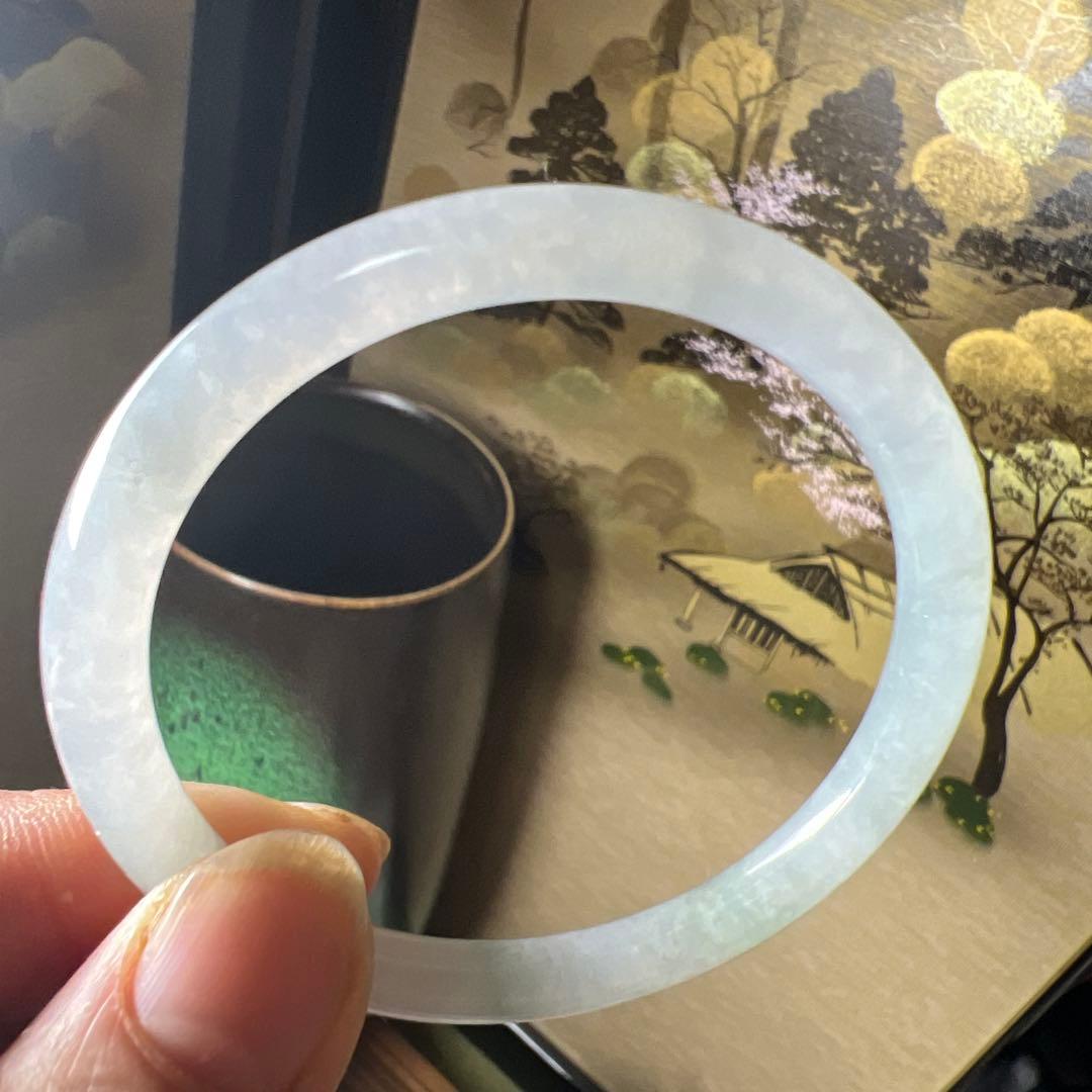 本翡翠、 氷種丸型バングル　〜52