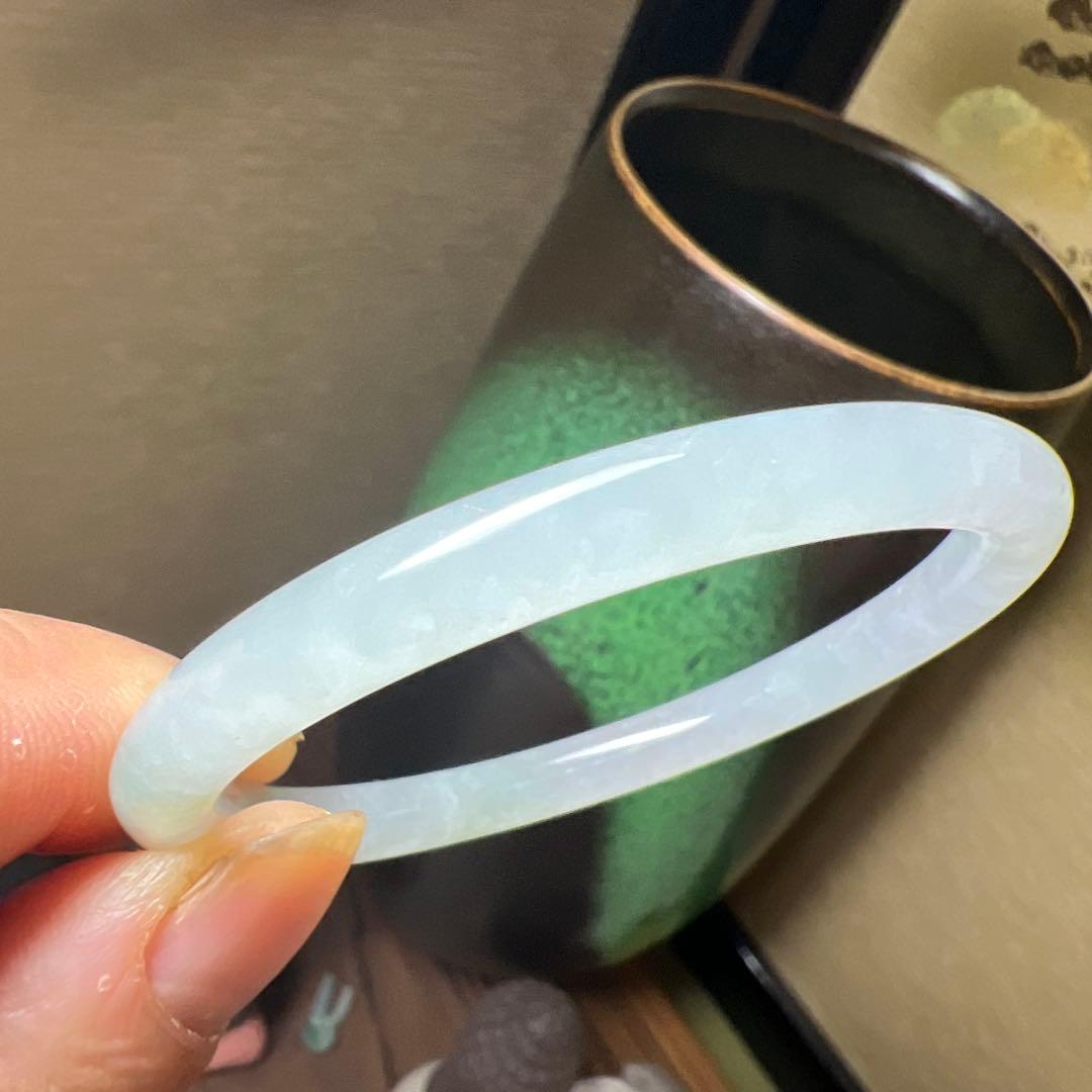 本翡翠、 氷種丸型バングル　〜52