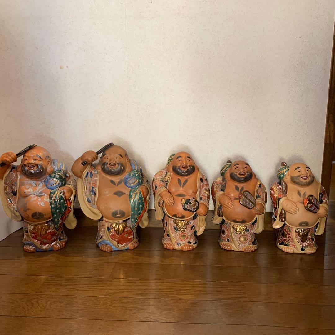 九谷焼 布袋尊 5体セット 高さ約30cm/約26cm 縁起物 置物