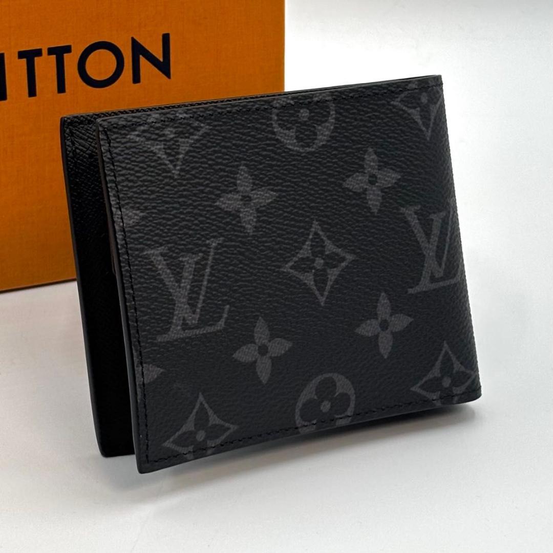 【新品に近い】 新型 箱袋付 ルイヴィトン エクリプス マルコNM　黒 二つ折り