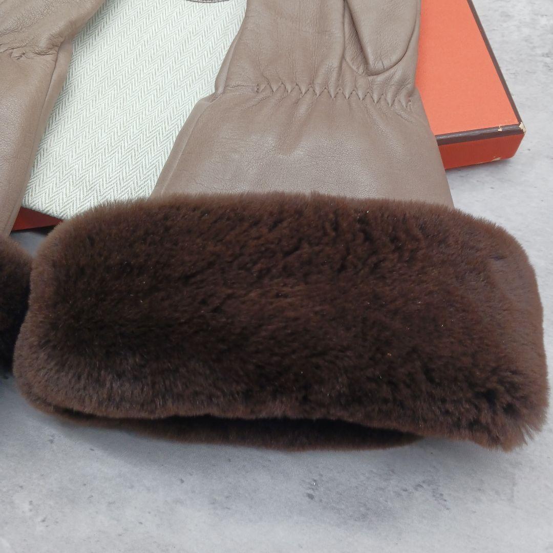 ✨美品✨ エルメス ラムレザー ミンク 裏シルク100% ロンググローブ 手袋