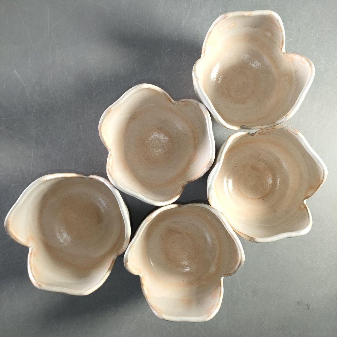 A1366-6/岡田裕 造/萩焼割山椒向付5客/共箱/飾鉢/菓子鉢/懐石道具/