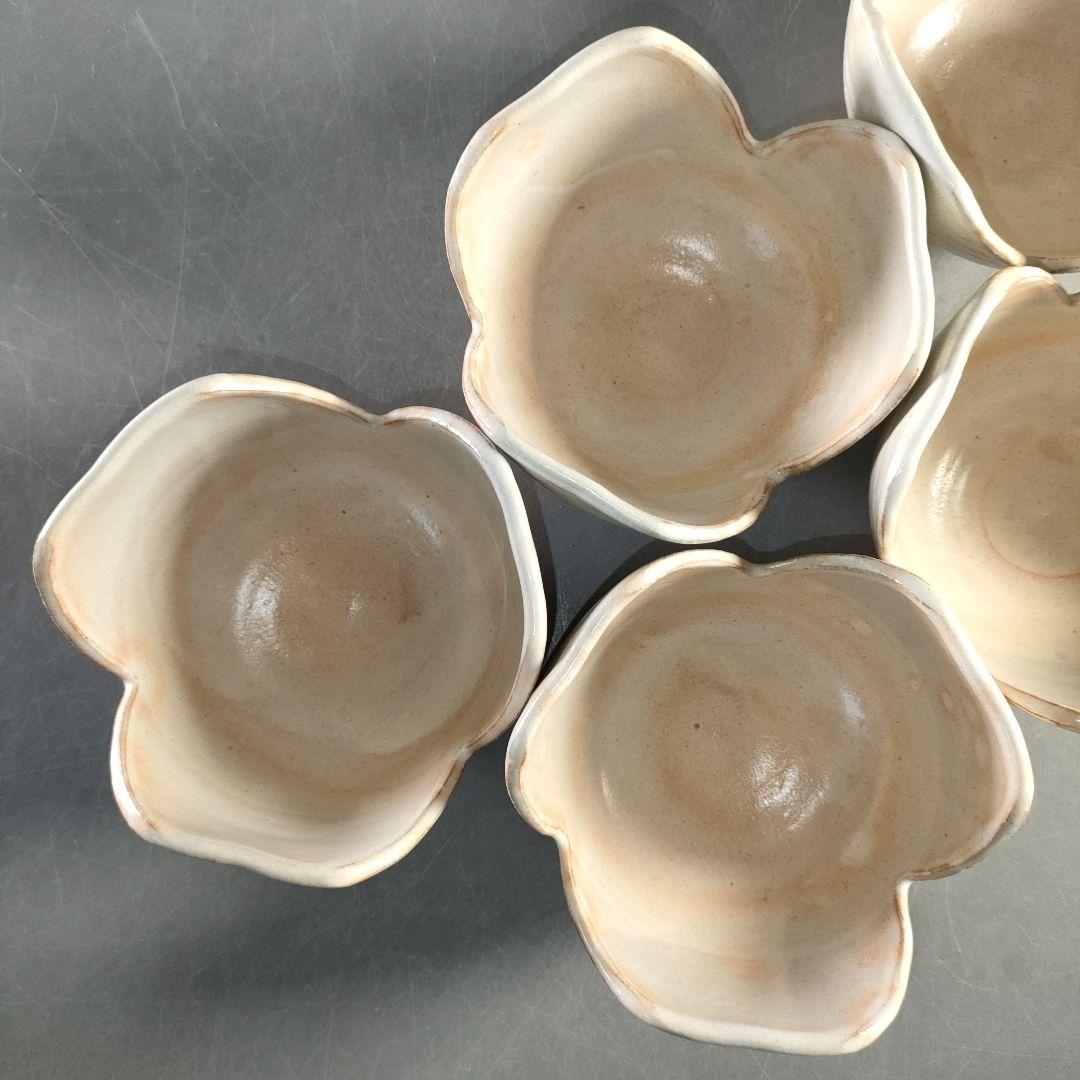 A1366-6/岡田裕 造/萩焼割山椒向付5客/共箱/飾鉢/菓子鉢/懐石道具/