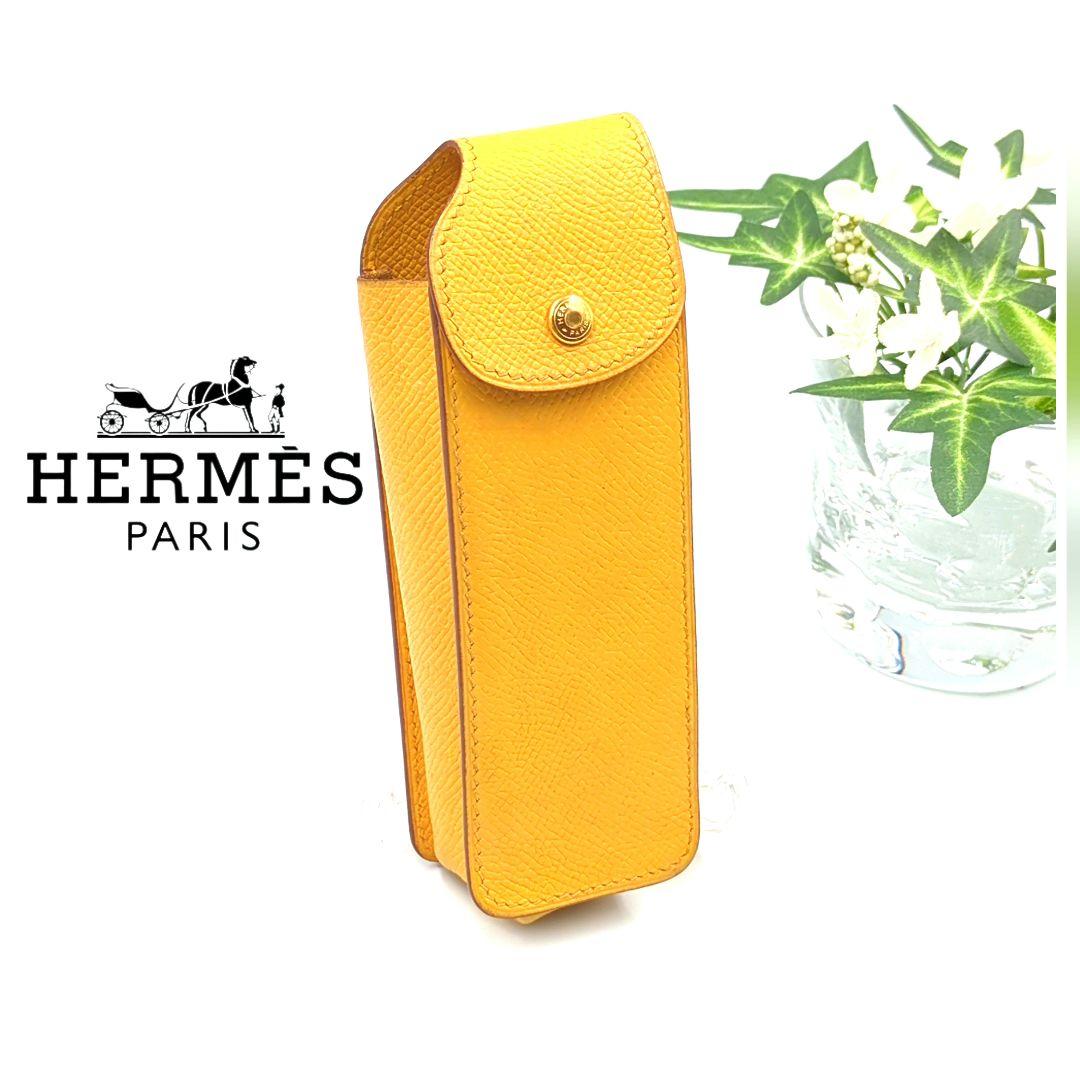 HERMÈS イエローレザー ペンケース　筆箱　C型刻印