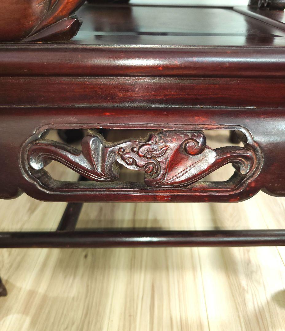 希少中華骨董　 大理石インレイ椅子　玉座　宮廷　紅木　紫檀　黒檀　花梨　李朝②